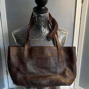 Parker Clay Eden Carryall tote bag in dark brown full-grain leather